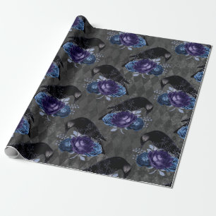 Gotische bloem raaf Halloween patroon Cadeaupapier