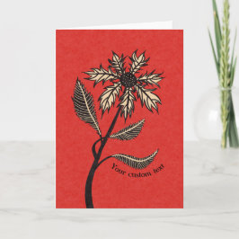 Gotische Bloem Retro Vintage Inkt Rood En Zwart Te Kaart