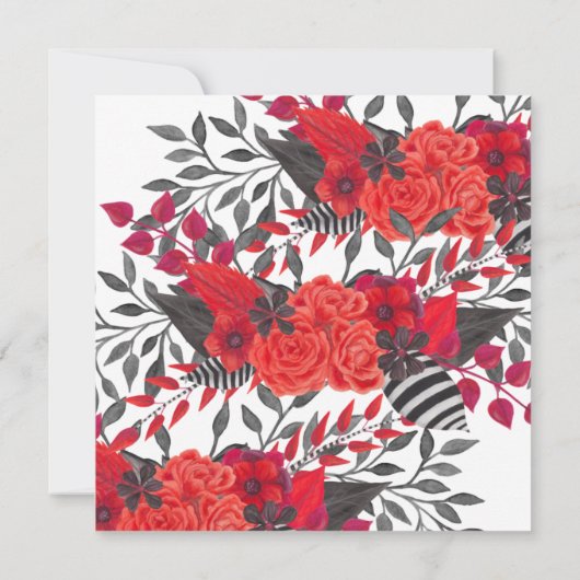 gotische bloem | Rood & Zwart Handfasting Huwelijk Kaart (Achterkant)