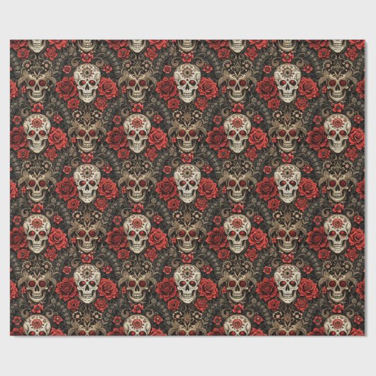 Gotische bloem & rozen bruiloft cadeaupapier (Vlak)