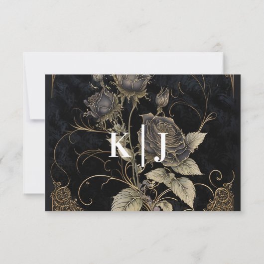 Gotische bloem RSVP kaartje (Achterkant)