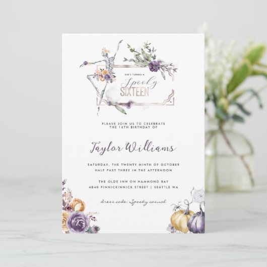 gotische bloem | Spooky Sixteen Kaart (Staand voorkant)