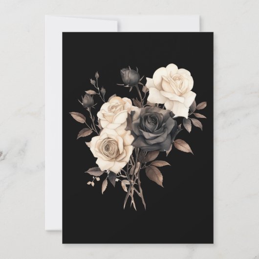 Gotische bloem uitnodiging voor Halloween (Achterkant)