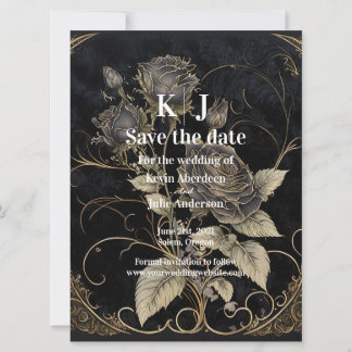 Gotische Bloemen Bewaar de datum Save The Date
