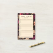 Gotische Bloemen Blush Perzik Zwart Bloemen Post-it® Notes (Op bureau)