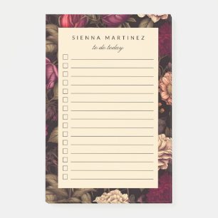 Gotische Bloemen Blush Perzik Zwart  Bloemen Post-it® Notes