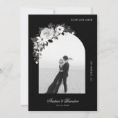 Gotische Bloemen & Boog Foto Zwart Halloween Bruil Save The Date (Voorkant)