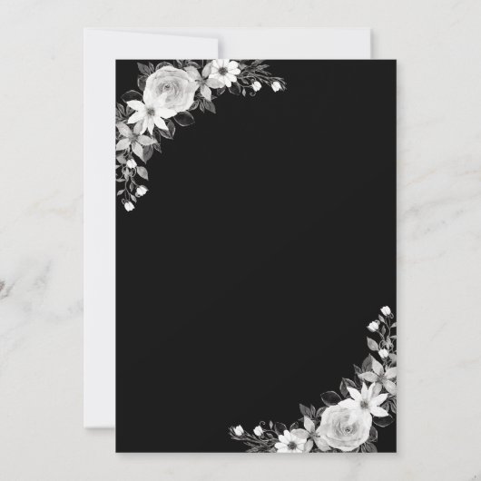 Gotische Bloemen & Boog Foto Zwart Halloween Bruil Save The Date (Achterkant)