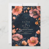 Gotische bloemen bruiloft elegantie save the date (Voorkant)