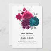Gotische bloemen bruiloft platte save the date kaa (Voorkant)