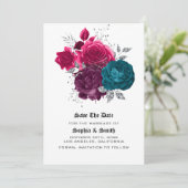 Gotische bloemen bruiloft platte save the date kaa (Staand voorkant)
