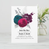 Gotische bloemen bruiloft platte save the date kaa (Staand voorkant)