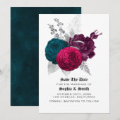 Gotische bloemen bruiloft platte save the date kaa (Voorkant / Achterkant)