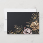 Gotische Bloemen Donker Unieke Zwarte Bruiloft RSVP Kaartje (Achterkant)