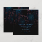 Gotische Bloemen Donkerblauwe Bloemen Handfasting  Kaart (Voorkant / Achterkant)