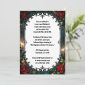Gotische Bloemen en Frame Kerstfeest Kaart (Staand voorkant)