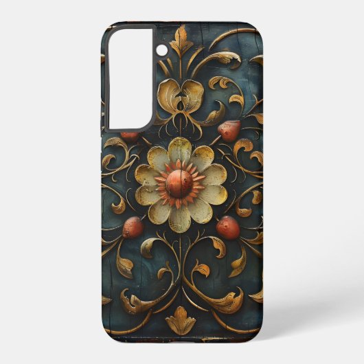 Gotische bloemen en rollen samsung galaxy hoesje (Achterkant)
