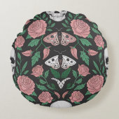 Gotische bloemen en schedel patroon met motten rond kussen (Voorkant)
