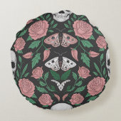 Gotische bloemen en schedel patroon met motten rond kussen (Achterkant)