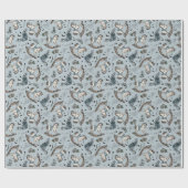 Gotische Bloemen Frans Blauw Rocking Horse Patroon Cadeaupapier (Vlak)