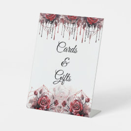 Gotische Bloemen Halloween bruiloft voetstuk teken Reclamebord Met Voetstuk