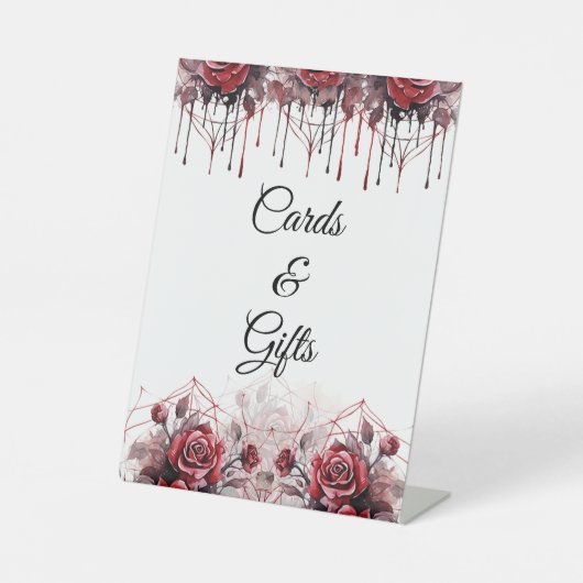 Gotische Bloemen Halloween bruiloft voetstuk teken Reclamebord Met Voetstuk (Voorkant)