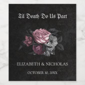 Gotische Bloemen Halloween Bruiloft Wijn Label Etiket (Enkel label)