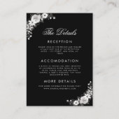 Gotische Bloemen Halloween Bruiloft Zwart De Detai Informatiekaartje (Voorkant)
