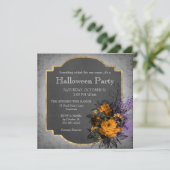 Gotische Bloemen Halloween Party Kaart (Staand voorkant)