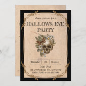 Gotische  Bloemen Halloween Party Uitnodiging (Voorkant / Achterkant)