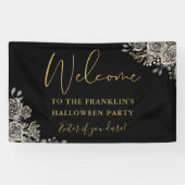 Gotische Bloemen Halloween Party Welkom Spandoek (Horizontaal)