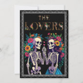 Gotische Bloemen Halloween Skeleton Wedding Kaart (Achterkant)