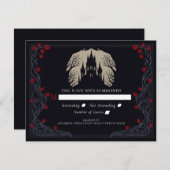 Gotische Bloemen Kasteel Bruiloft RSVP (Voorkant / Achterkant)