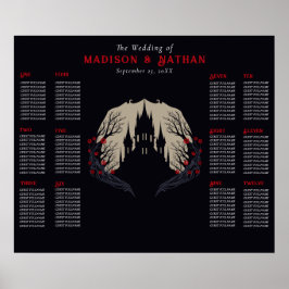 Gotische Bloemen Kasteel Bruiloft Zitplaatsen Poster