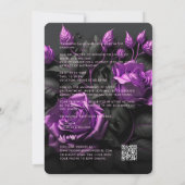 Gotische Bloemen Paarse Rozen Boho Elegant Bruilof Kaart (Achterkant)