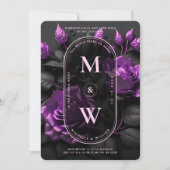 Gotische Bloemen Paarse Rozen Boho Elegant Bruilof Kaart (Voorkant)