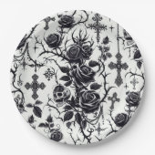 Gotische Bloemen Papier Borden - Halloween, Bruilo Papieren Bordje (Voorkant)