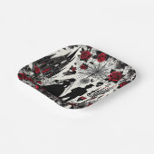 Gotische Bloemen Papier Vierkant Bord, Bruiloft Papieren Bordje (Gebogen)