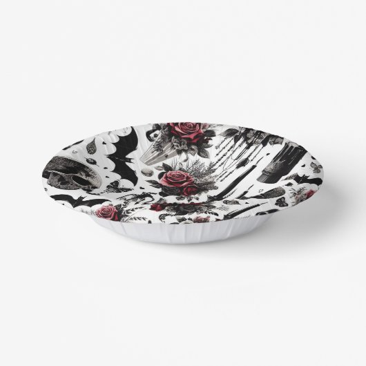 Gotische Bloemen Papieren Schalen - Halloween, Bru Papieren Kommen (Gebogen)