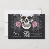 Gotische Bloemen QR Code Bruiloft RSVP Kaartje (Voorkant)