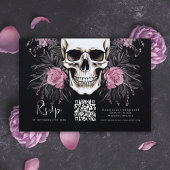Gotische Bloemen QR Code Bruiloft RSVP Kaartje