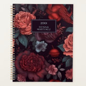 Gotische Bloemen Rood Blauw Zwart Bloemen Planner (Voorkant)