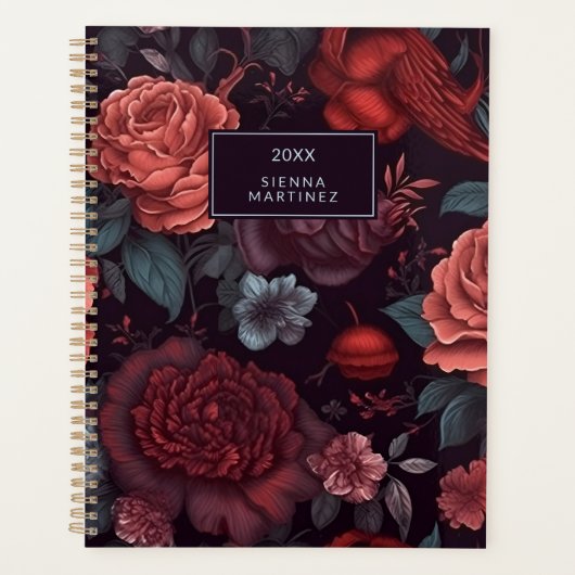 Gotische Bloemen Rood Blauw Zwart Bloemen Planner