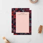 Gotische Bloemen Rood Blauw Zwart  Notitiekaartje (Voorkant / Achterkant in situ)