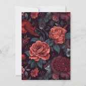 Gotische Bloemen Rood Blauw Zwart  Notitiekaartje (Achterkant)