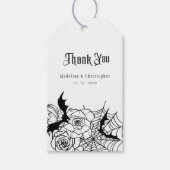 Gotische Bloemen Roos Bat Spiderweb Huwelijk Cadeaulabel (Voorkant)