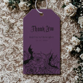 Gotische Bloemen Roos Bat Spiderweb Paarse bruilof Cadeaulabel
