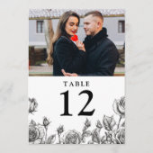 Gotische Bloemen Rozen Foto Tafelnummer (Achterkant)