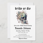 Gotische Bloemen Schedel Bruid of Die Vrijgezellen Kaart (Voorkant)