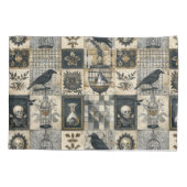 Gotische Bloemen Schedel en Raven Patroon Kussensloop (Achterkant)